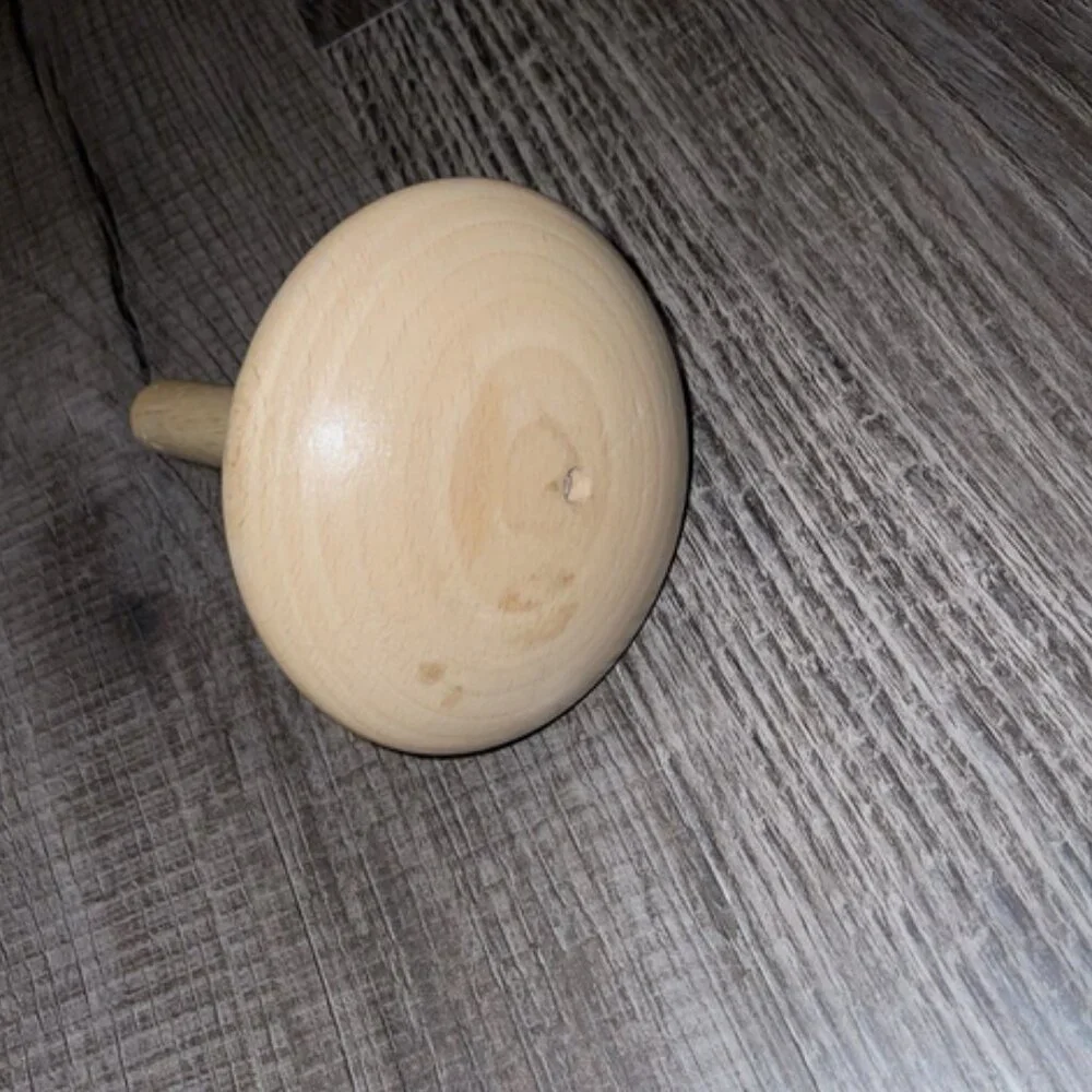 Vintage Top Wooden Top Toy  Large spindle Spins for a LONG time!